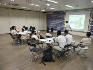 Participants engaged in a corporate team building workshop